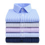 Men's Long Sleeve Social Shirts No-iron Blue Striped Shirt Overalls Elegant Men's Shirts