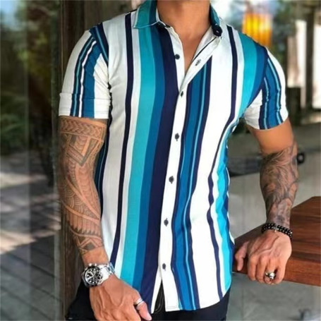Party Luxury Shirts For Men Social Short Slim Tops Lapel Button Tee 5XL Fashion Blouse Male Designer Clothing