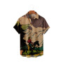 Hawaiian Cowboy Men's Shirt Cool 3D Digital Print Plus Size Western America Men's Top With Pocket Vintage Style Outerwear