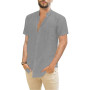 Cotton Linen Hot Sale Men's Short-Sleeved Shirts Solid Color Turn-down collar Casual Beach Style Plus Size