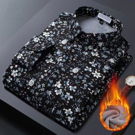 shirts flower design high quality thicken casual men's shirt , smart casual shirt man-size M-5XL