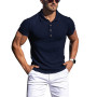 Polo Men Solid Stripe Fitness Elasticity Short Sleeve Polo Shirts for Men Fashion Stand Collar Men's Shirts
