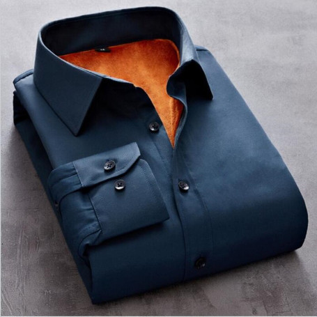 Solid Men Fleece Warm Shirt 2022 Autumn Winter Male Fashion Long Sleeve Business Big Size Shirt Print Plaid Thick Warm Shirt 5XL