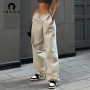 Drawstring Waist Women Cargo Pants With Pockets Casual Loose Gray Jogger Sweatpants Female Streetwear Fashion Y2K Trousers