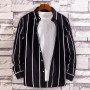 Shirt Young Men Fall Shirt Contrast Color Large Size Shirt  Warm