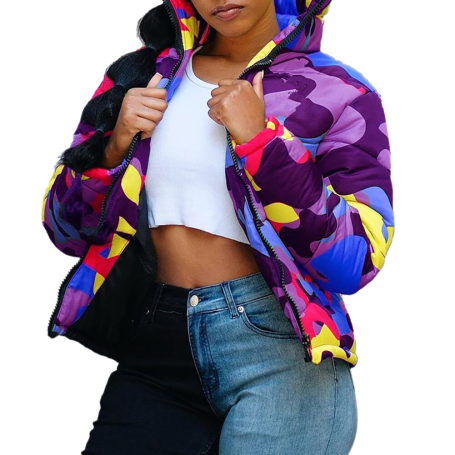 Unisex Plus Size Camouflage Print Jacket Women 4XL Plus Size Bubble Coat Oversized Puffer Jacket Fashion Parka