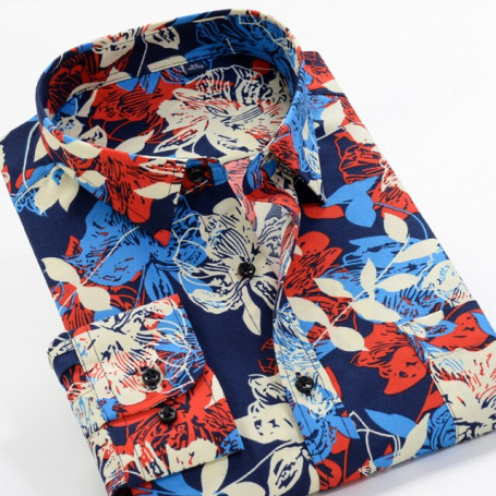 8XL 9XL 10XL Large Size Flower Print Men's Fashion Casual Long Sleeve Shirt Fashion Youth Brand Shirt Tops
