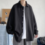 Korean Fashion Black Long Sleeve Shirts Men's Harajuku Black Oversized Shirt Button Up Shirts Blouses 5XL