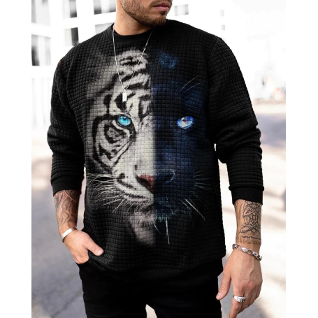 Casual Men Loose Harajuku Style Round Neck Long Sleeve Men's Fashion Pullovers Trendy