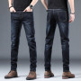 Men's Jeans Slim Fit Skinny Pants Casual Korean Style Stretch Pencil Pants Vintage Denim Trousers Black Dark Light Blue