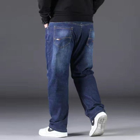 Men Jeans Loose Straight High Waist Stretch Baggy Jeans Fat Man Trousers Plus Size Mens Pants