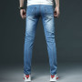 Casual Jeans Men's Green Korean Men Clothing Classic Elasticity Denim Trousers Slim Fit Ankle Tight Pencil Pants