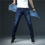 Casual Jeans Men's Green Korean Men Clothing Classic Elasticity Denim Trousers Slim Fit Ankle Tight Pencil Pants
