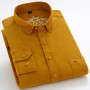 Men's Long Sleeve Vintage Corduroy Shirt Single Patch Pocket Standard-fit Button-down Collar Quality Casual Shirts