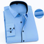 Plus Large Size 8XL 7XL 6XL Mens Business Casual Long Sleeved Shirt Classic Striped Male Social Dress Shirts Purple Blue