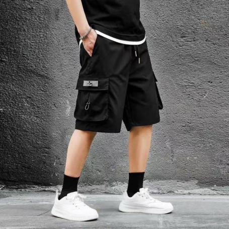 Men Flap Pocket Drawstring Waist Shorts