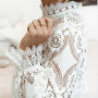 Women Lace Blouse Elegant Formal Embroidery Long Sleeve White Shirts Office Lady Flower Hollow Fashion Female Chemise Clothing