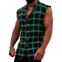 Men's Shirts Fashion Casual Plaid Print Buckle Sanding Sleeveless T Shirt Vest Simple Daily Tops