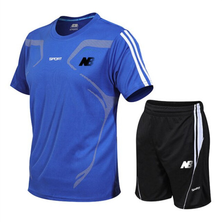 Brand Men Sportswear Streak Tracksuit Men Sweat Suit Casual Sets Men's Clothing Fitness Quick Dry T-shirt + Short Pants