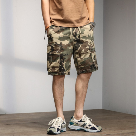 Pockets Camouflage Cargo Shorts Men Casual Fashion Twill Cotton Shorts Men Army Tactical Classic Short