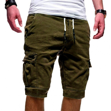 Men Shorts Cargo Bermuda Male Flap Pockets Jogger Shorts Casual Working Army Tactical Soft Comfort for Jogging Beach