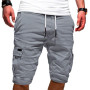 Men Shorts Cargo Bermuda Male Flap Pockets Jogger Shorts Casual Working Army Tactical Soft Comfort for Jogging Beach