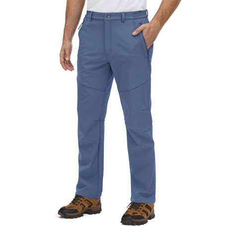 Men's Fleece Tactical Pants Casual Straight Work Cargo Pants Soft Shell Waterproof Outdoor Hiking Trousers