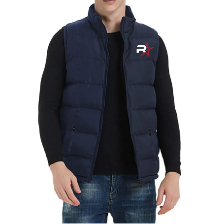 Men Outdoor Warm Down Vest Stand Collar Waistcoat Casual Sleeveless Fashion Printed Jacket Clothes