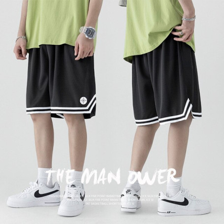 Men's Loose Ice Silk Casual Basketball Pants Summer Thin Wide Leg Running Five-point Pants Men Beach Travel Shorts
