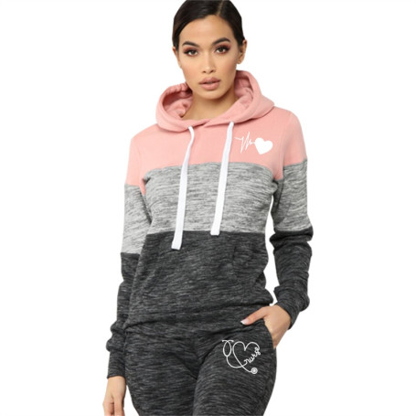 Women's Tracksuits 2 Piece Set Hoodies Women Striped Color Hoodie + Pants Women Sports Leisure Hoodies
