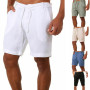 Mens Shorts Casual Lace-up Sweatpants Shorts Solid Color Cotton And Linen Shorts Casual Trunks Fitness Trousers