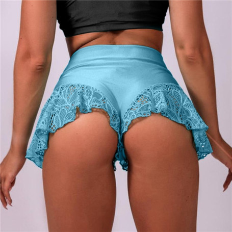 Sexy High Waist Shorts New Women's Lace Solid Color Ruffle Dance Shorts Shorts Mini Tight Bottom mature Clothes