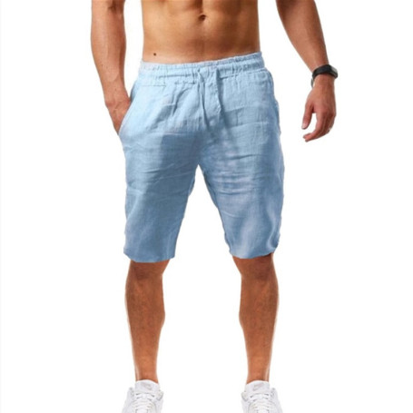 Casual pockets Trousers Shorts Buttons short men Bodybuilding Men's shorts Cotton Linen running shorts