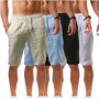 Casual pockets Trousers Shorts Buttons short men Bodybuilding Men's shorts Cotton Linen running shorts