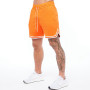 Mens Breathable Basketball Shorts Orange Mesh Fitness Sports Leisure Workout Sport Pants Quick Dry Gyms Bodybuilding Shorts