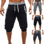 New Shorts Men Bermuda Shorts Men Leisure Knee Length Shorts Color Patchwork Joggers Short Sweatpants Trousers