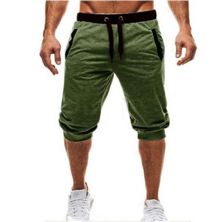 New Shorts Men Bermuda Shorts Men Leisure Knee Length Shorts Color Patchwork Joggers Short Sweatpants Trousers