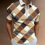 Men's Zipper Polo Shirt Fashion Striped Polo Shirts Men Streetwear Casual Short Sleeve T-Shirt Men Polos Tops