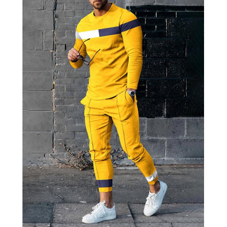 Men's 2 Piece Set Long Sleeve T-Shirt Long Pants Tracksuit Oversized Clothes