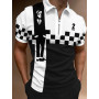 Men's Zipper Polo Shirt Striped Polo Shirts Men Streetwear Casual Short Sleeve T-Shirt Men Polos Tops