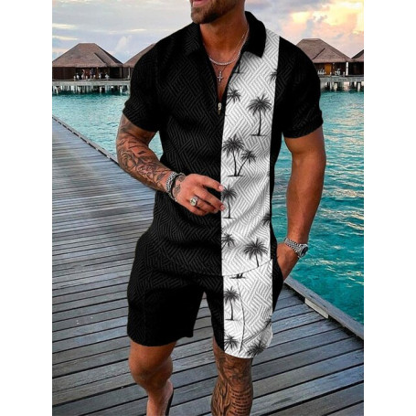Short Sleeve Polo Shirt Men's Tracksuit Casual shorts Suit two-Piece Set Male Clothing Streetwear Clothes for Men