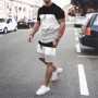 T-shirts Set For Men Oversized 3D Printed Simple Tracksuit Jogging Sports Breathable Outfit Vintage Outdoor Suit