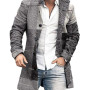 Men's Coat European and American New Wool Windbreaker Stand Collar Medium Long Pocket Casual Coat