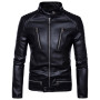 Men's Faux Leather Coat Zipper Motor Jacket
