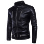 Men's Faux Leather Coat Zipper Motor Jacket