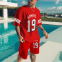 Men's Red T-shirts Set Oversized Shorts Sportswear Breathable