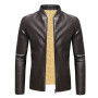 Men's Leather Jacket Faux Warm Suede Fashion Stand Collar