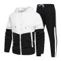 Men's Tracksuit Casual Hoodies Sets Jackets + Pants Sports Suit Patchwork