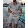 Male Shorts Suit Polo Shirt Set Casual Beach Clothing