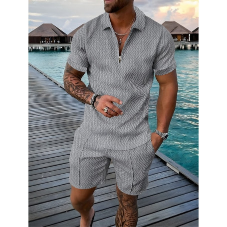 Male Shorts Suit Polo Shirt Set Casual Beach Clothing